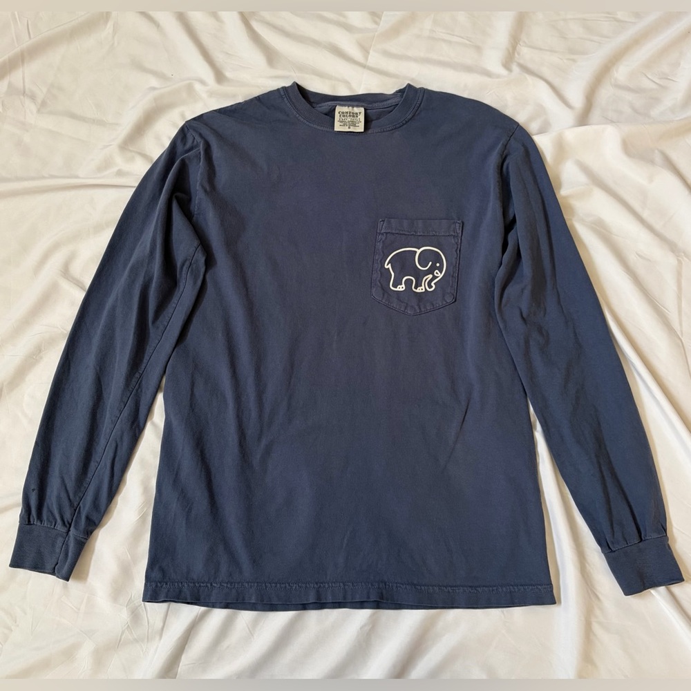 Comfort Colors Women's Navy Elephant Long Sleeve Tee